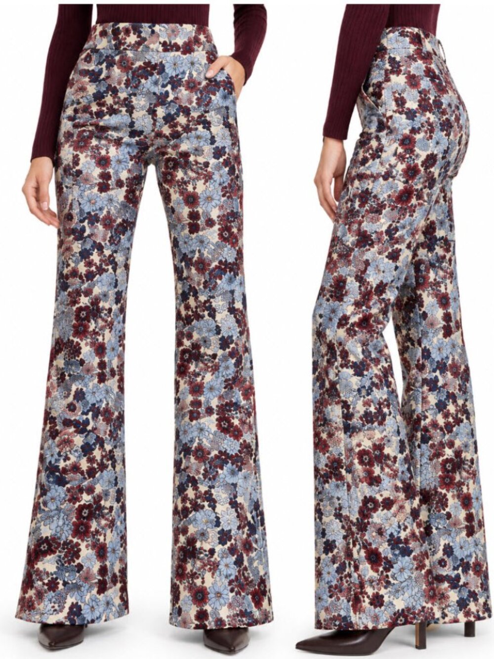 Smythe NWT Floral Jacquard Wide Leg Pintuck Trousers Size 12 Embroidered